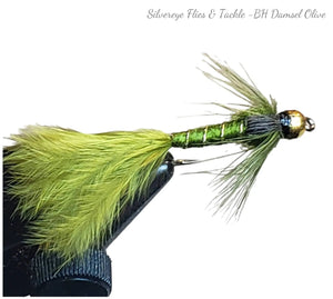 BH Damsel Olive Custom-tied Dozen -Fly Fishing Trout Flies Silvereye Flies 