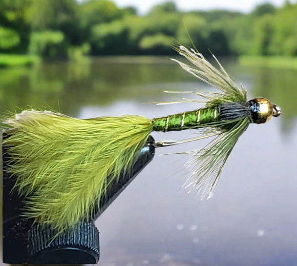 BH Damsel Olive Custom-tied Dozen -Fly Fishing Trout Flies Silvereye Flies 